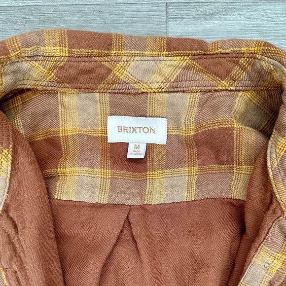 Briston Women’s medium yellow plaid flannel with orange inner lining. - Picture 2 of 3
